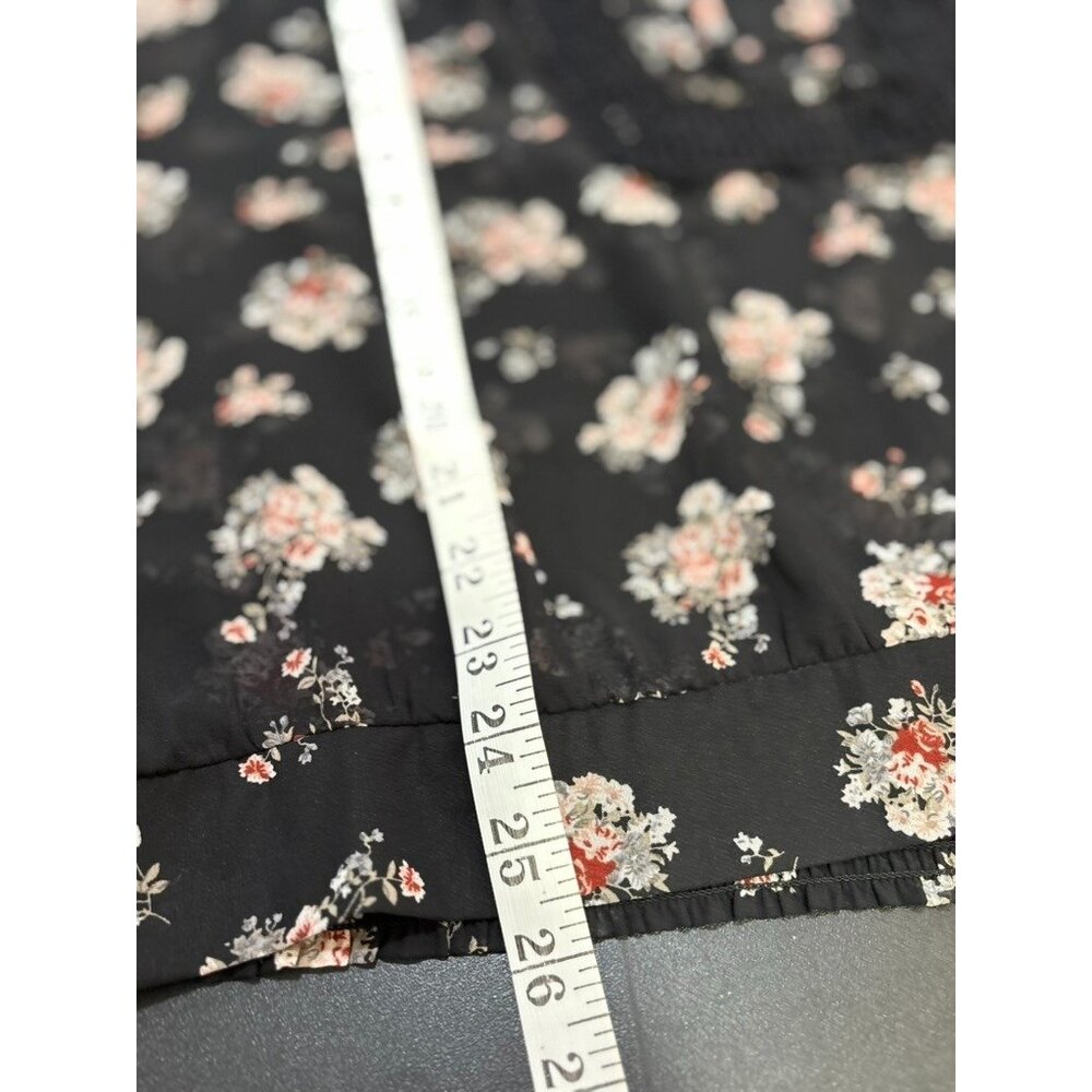 Black Rainn Semi-Sheer Black Floral Drawstring Bell Sleeve Crotched Lace Size L - Picture 11 of 13